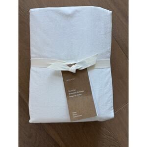 New West Elm Organic Washed Cotton Percale Queen Sheet Set White